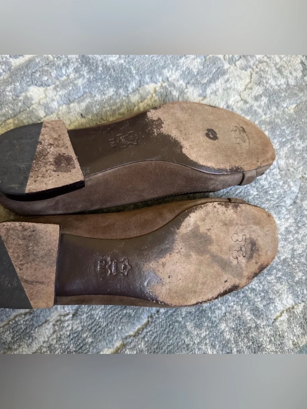 Tory Burch Dark Brown Suede Flats with Gold Logo Accent